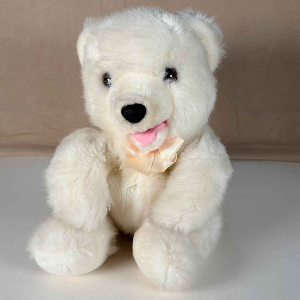 Mervyn's Playful Pals Vintage White Bear Full Body Hand Puppet Plush 10"